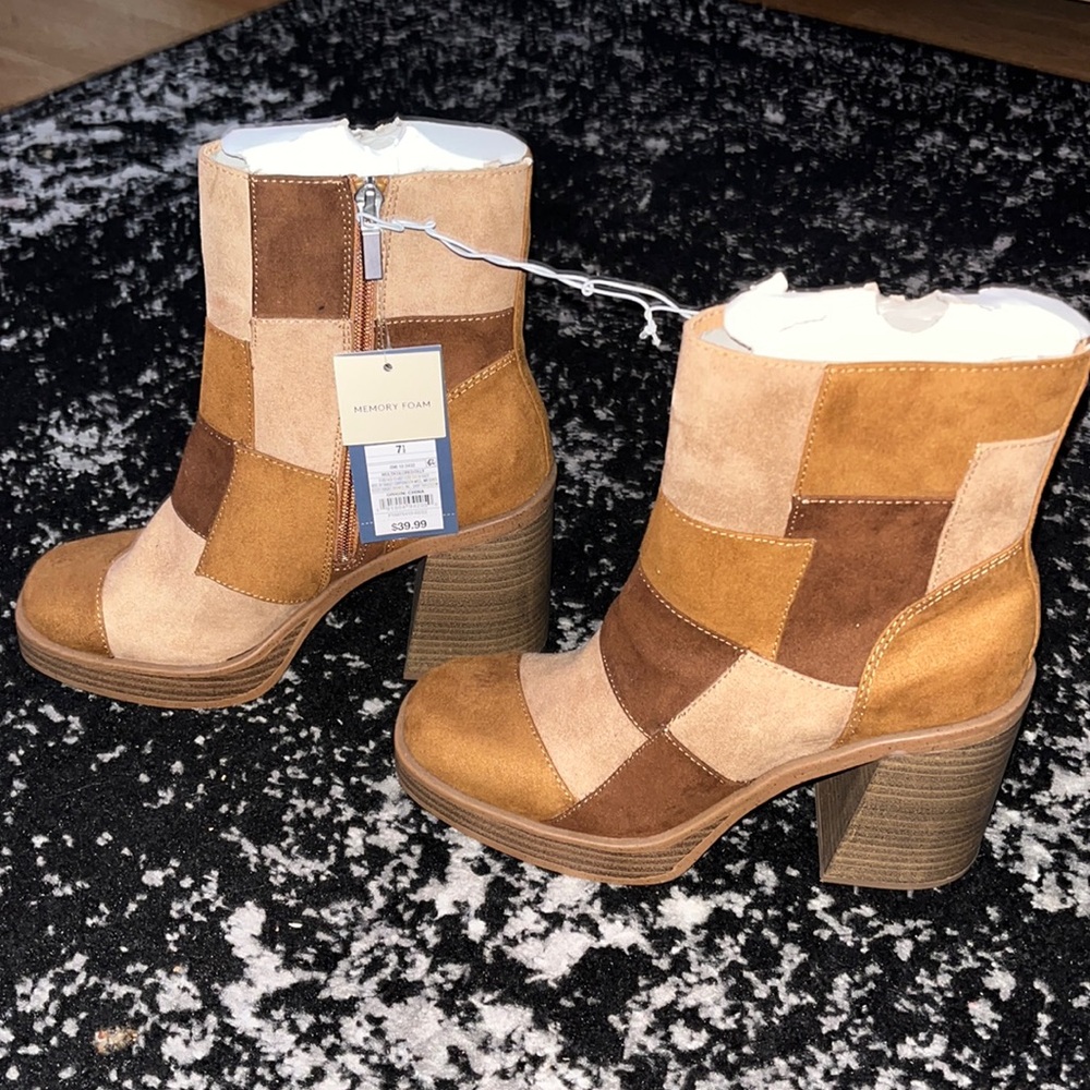 Patchwork chunky boots